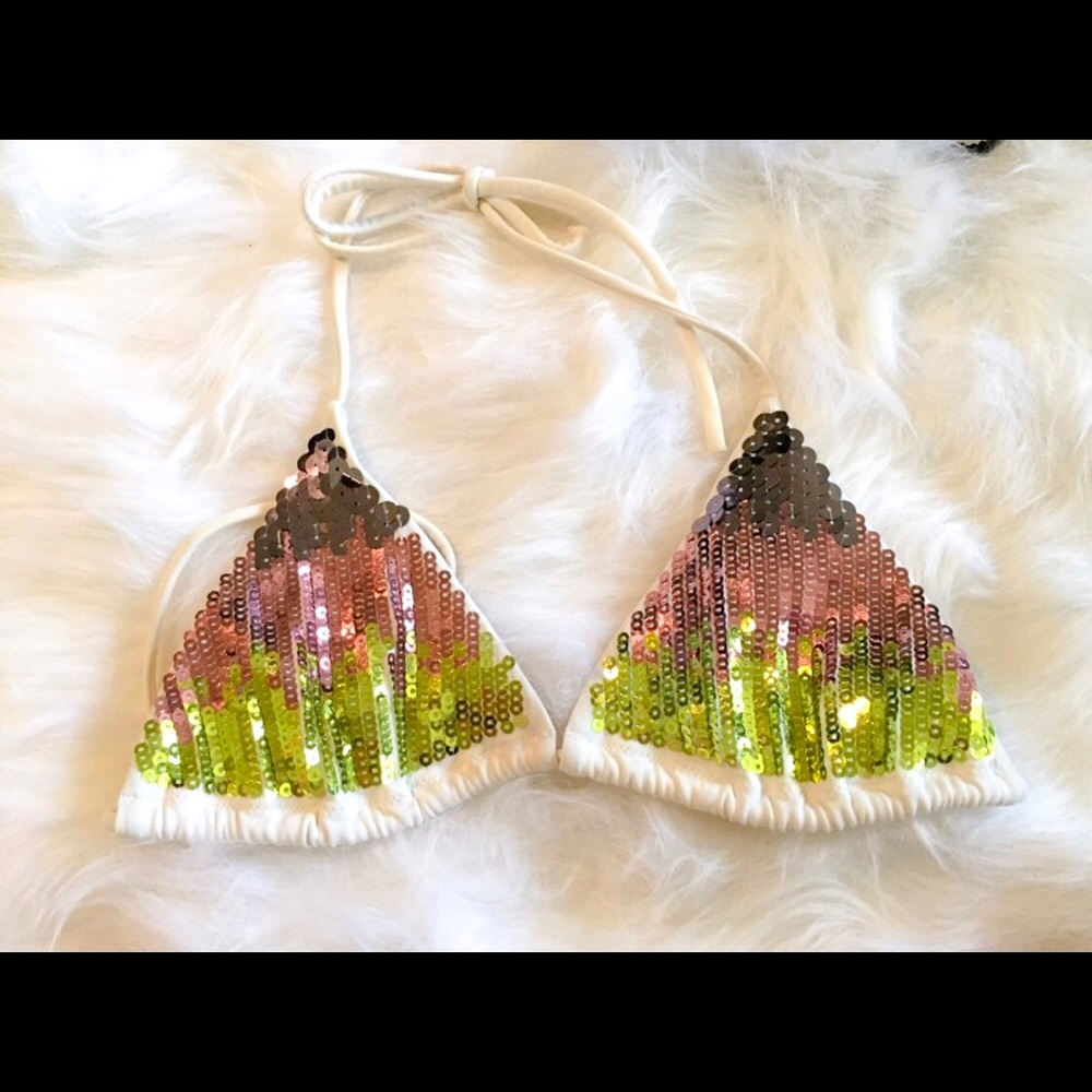Victoria Secret Triangle Sequin Bikini Top